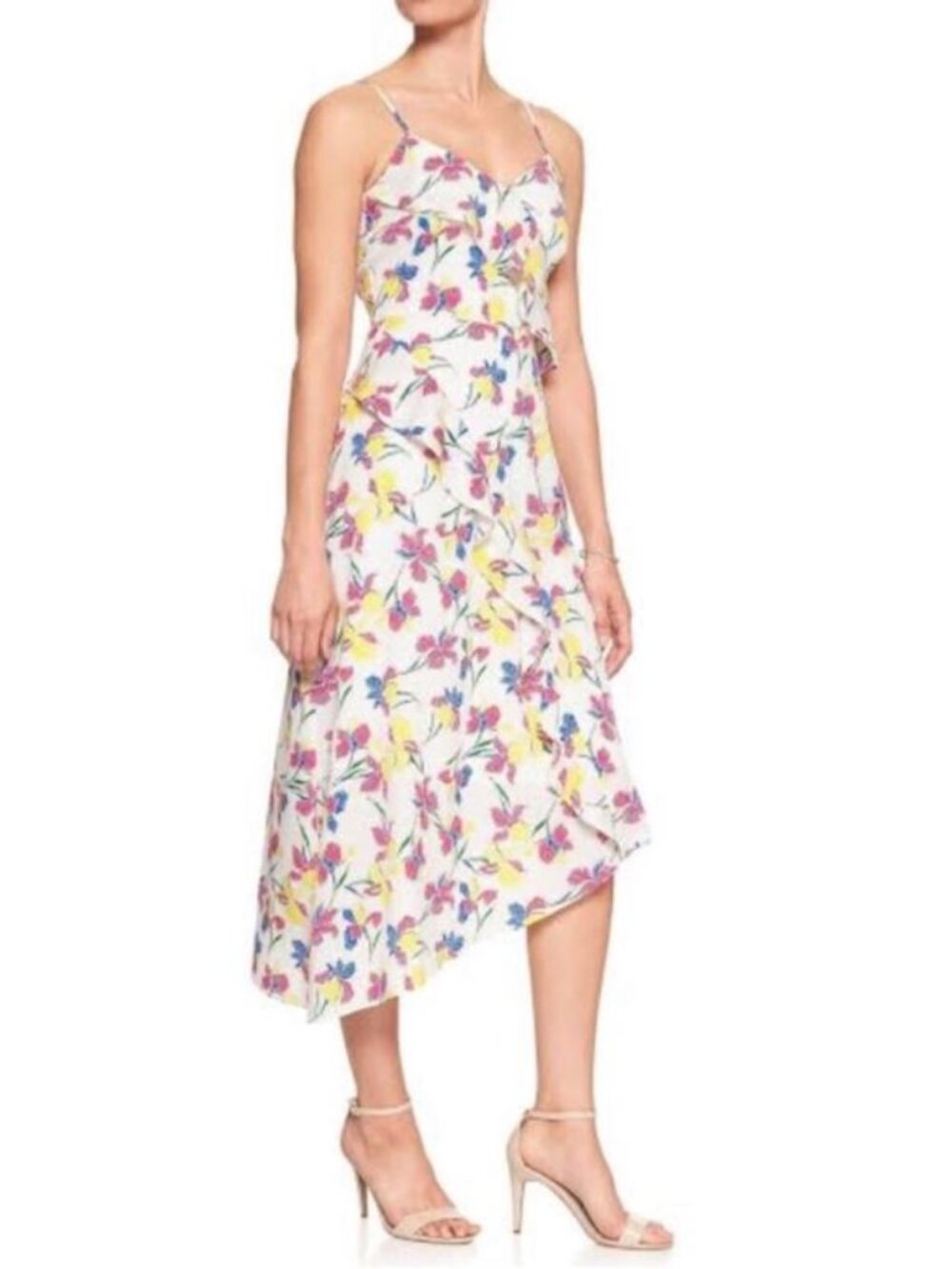 Banana Republic || Ruffled Asymmetrical Floral Midi Dress